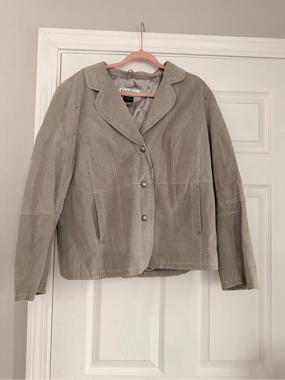 Brandless Taupe Suede Button-Front Blazer